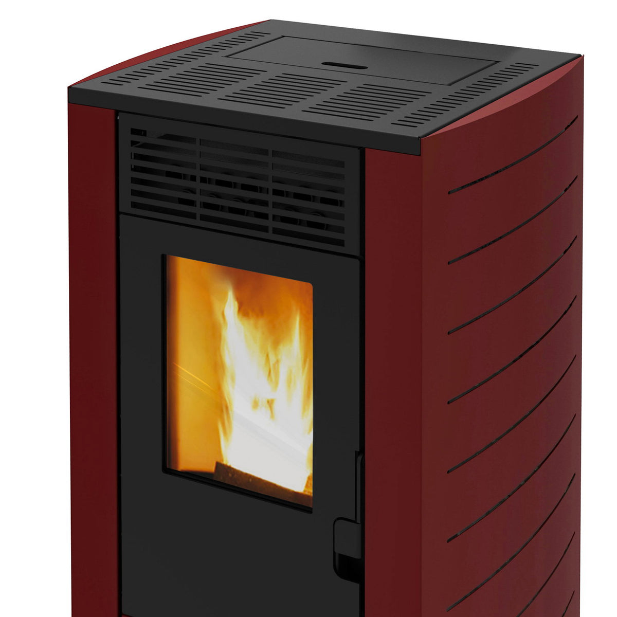 Wamsler WPO 7 poêle à granulés acier bordeaux 7,5 kW côtés arrondis
