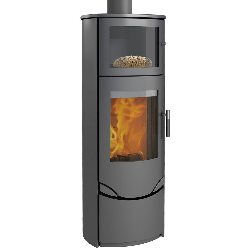 Poêle à bois Lotus Prio 7 acier gris avec compartiment four 7 kW
