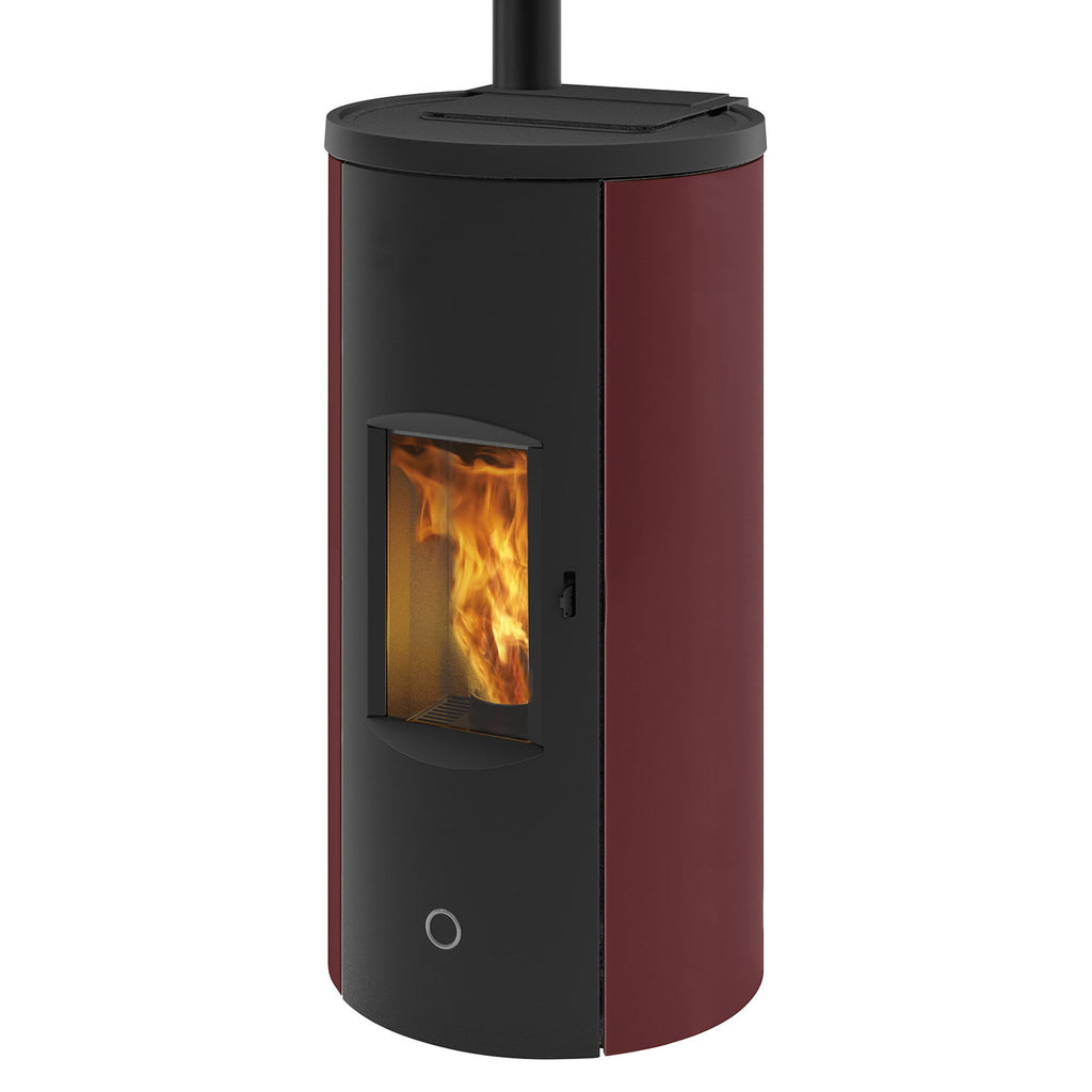 Poêle à granulés Edilkamin EK63 Like 80 Evo acier bordeaux 7,6 kW raccordement supérieur