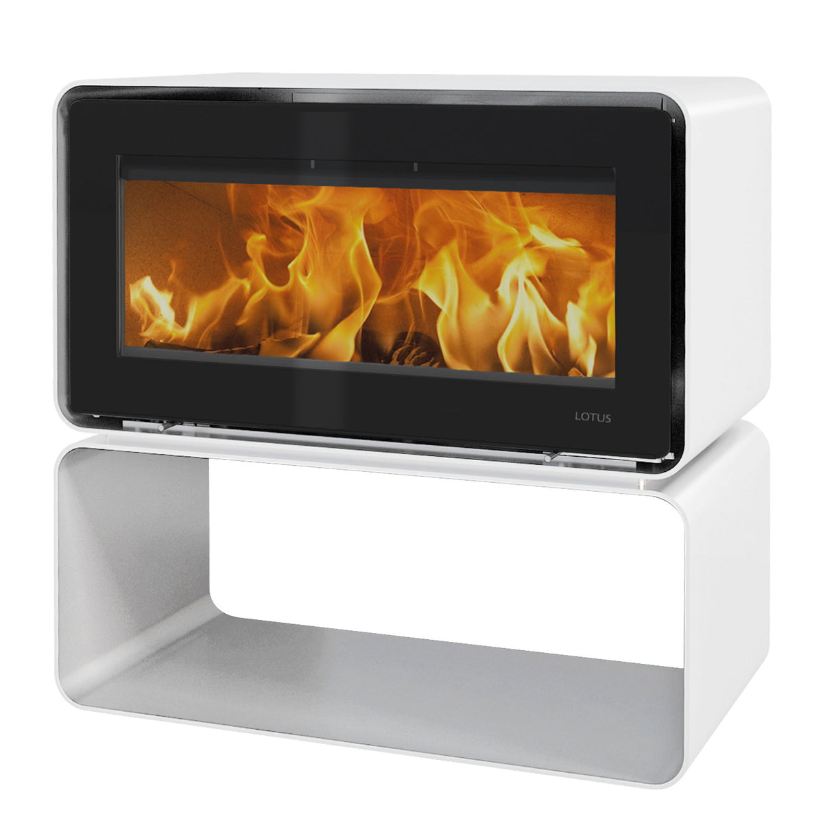 Lotus Living Cube Alpin White KS2404 – Poêle à bois 7 kW, sortie arrière