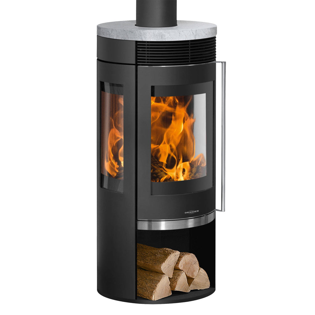 Oranier Rota TRE 2.0 – Poêle à bois acier noir et plaque en stéatite 5,5 kW