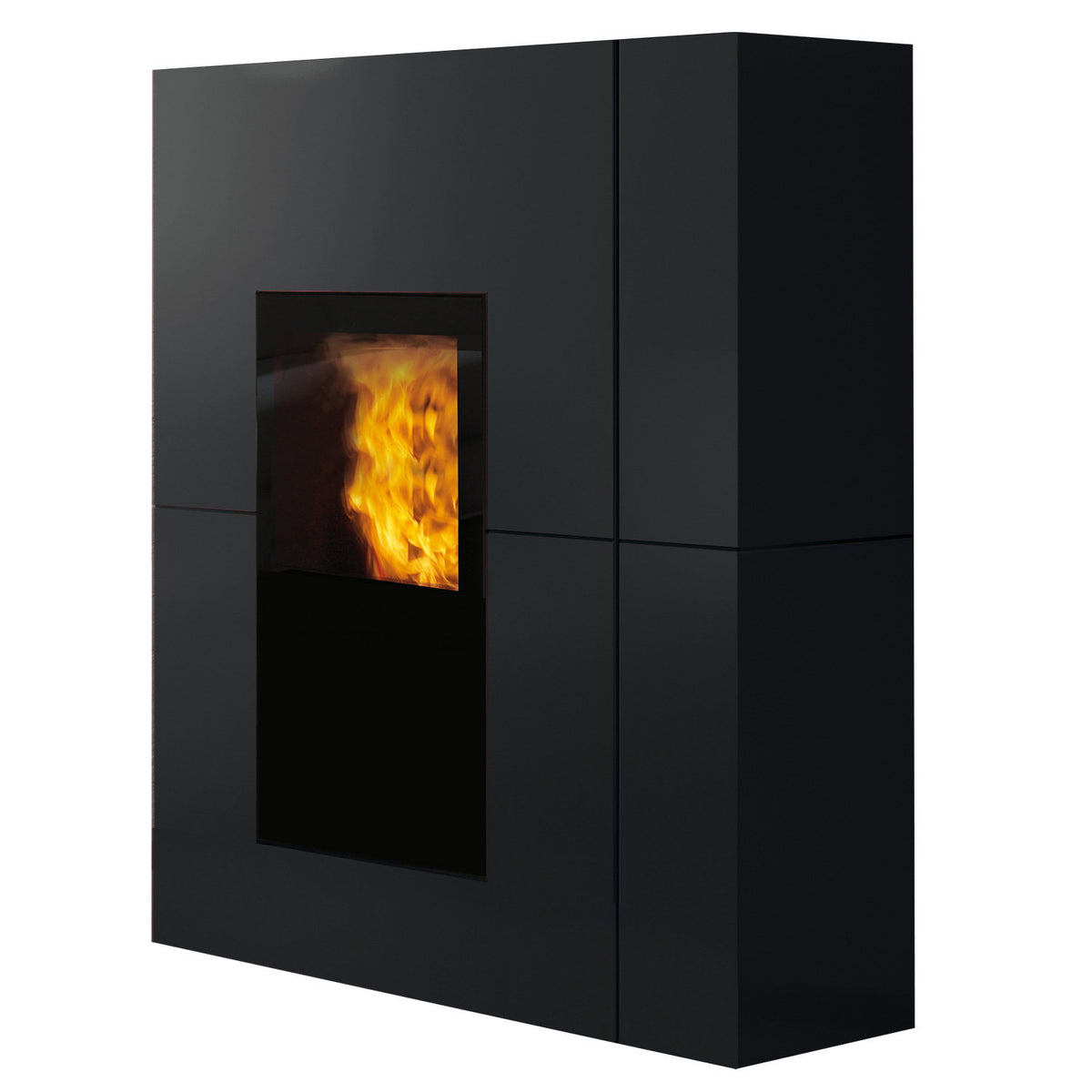Vue rapprochée du poêle Edilkamin Blade H19 acier noir