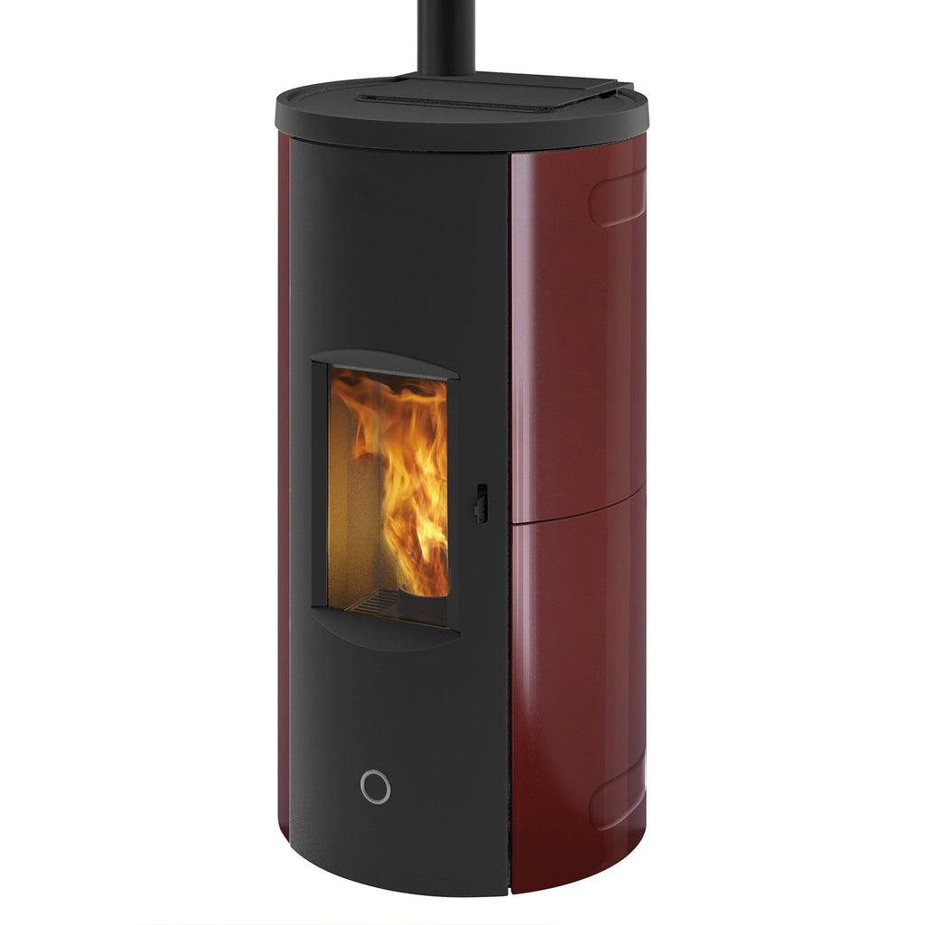 Poêle à granulés Edilkamin EK63 Like 90+ Evo céramique bordeaux 9,2 kW sortie dessus