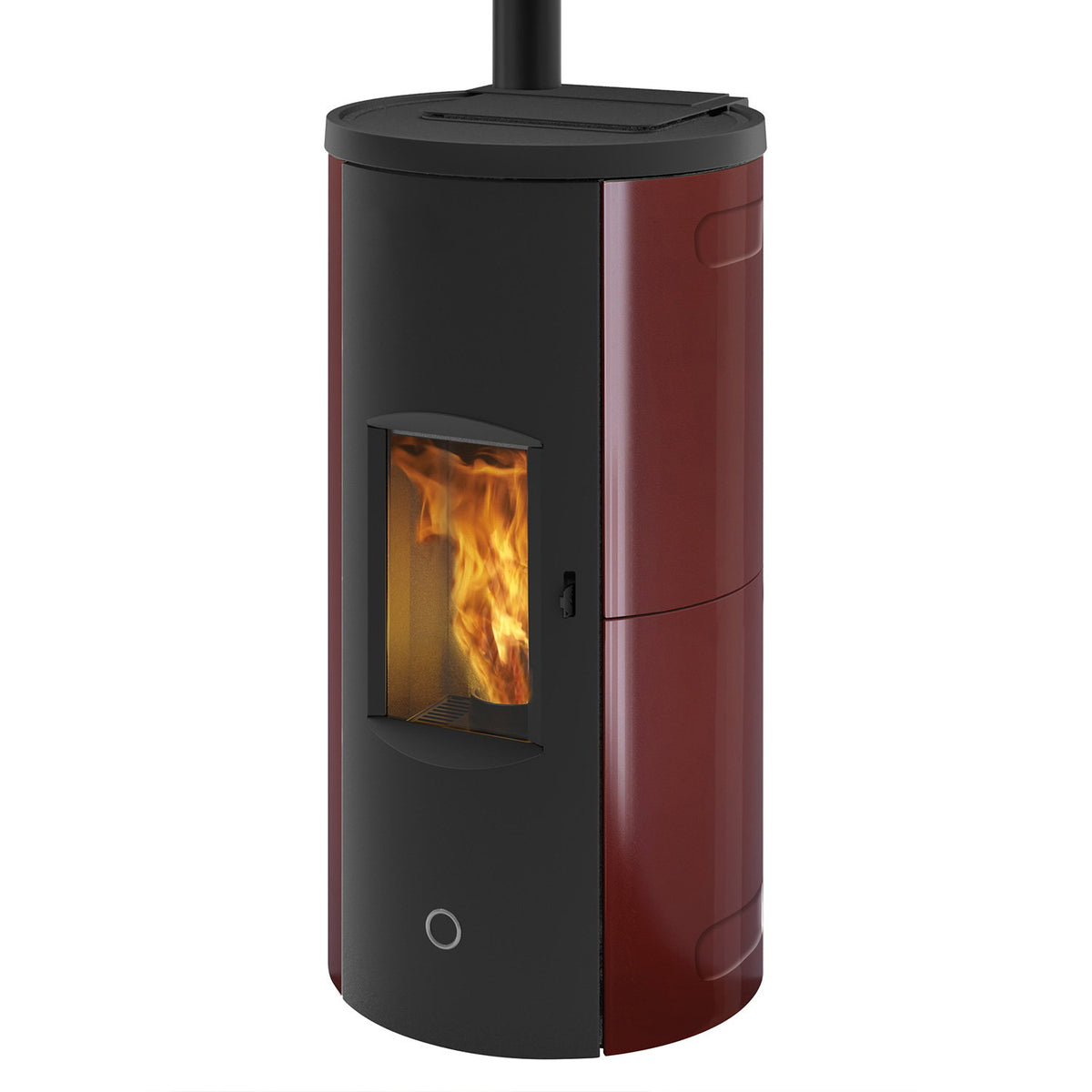 Poêle à granulés Edilkamin EK63 Like 90+ Evo céramique bordeaux 9,2 kW sortie dessus