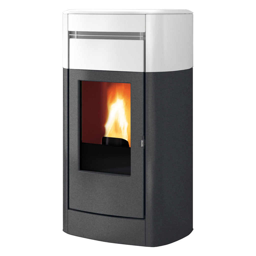 Poêle à granulés Edilkamin Vyda EVO – Céramique blanc mat – 14,8 kW