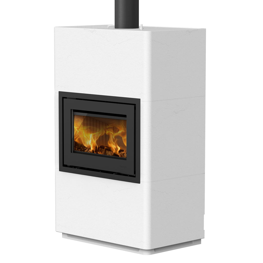 Poêle à bois Lotus Beto 470 KS2317 6 kW, porte grise et plaque supérieure en acier gris