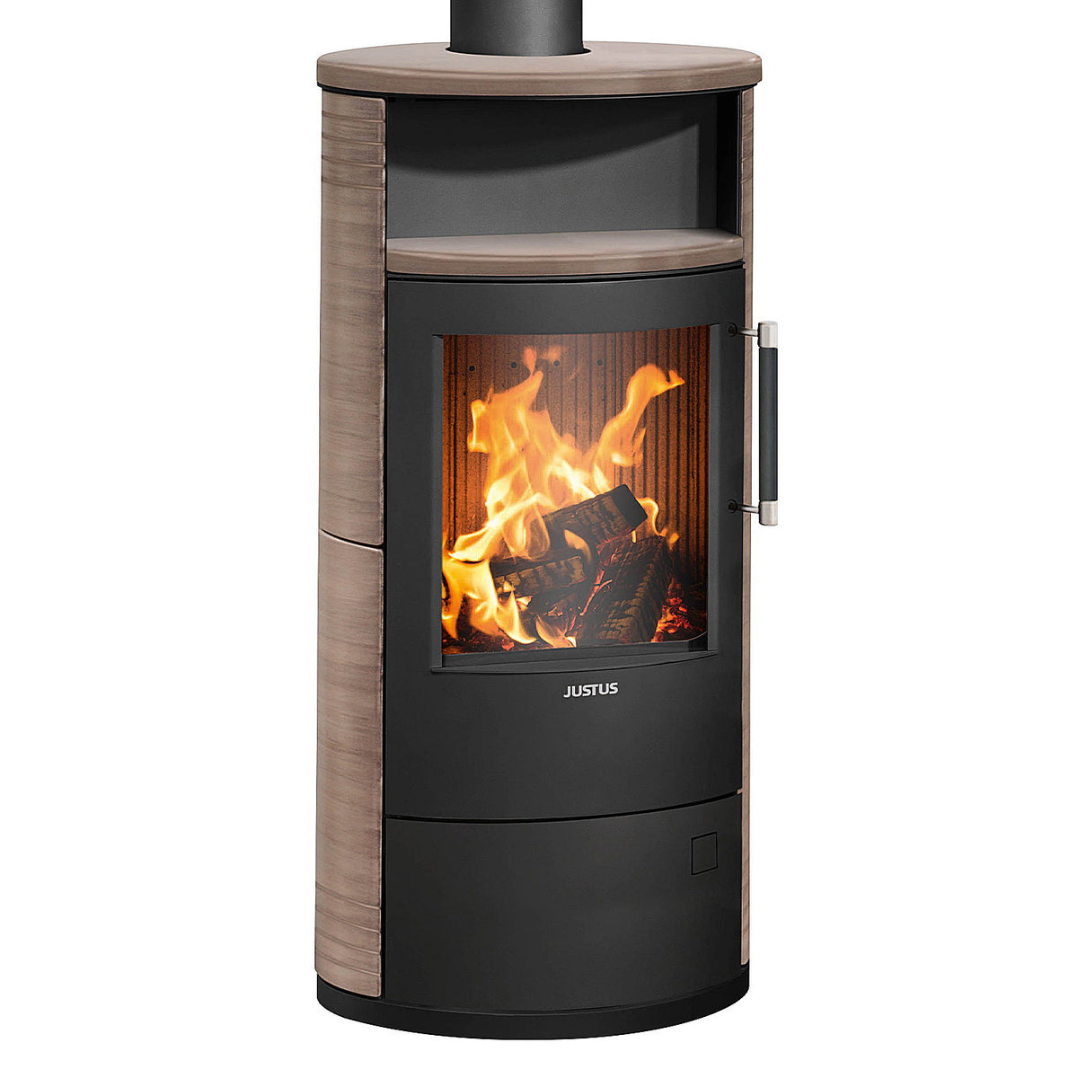 Justus Island 5 2.0 – Poêle à bois acier noir et céramique Grappa 5 kW