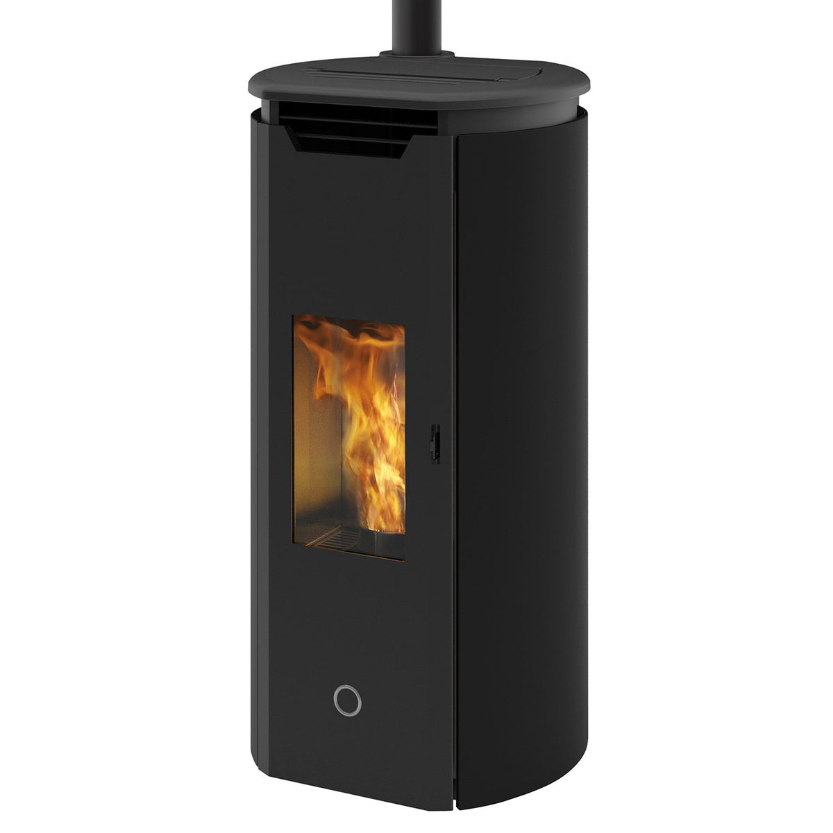 Poêle à granulés Edilkamin EK63 Tweed 90+ Evo noir sortie fumées dessus 9,2 kW