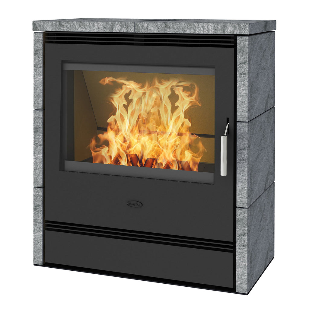 Poêle à bois Rönky R2541 10 kW acier gris, fonte et pierre ollaire