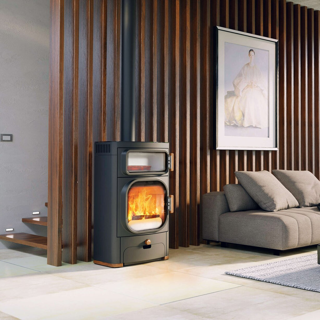 Poêle à bois Austroflamm Heidi Back 2.0 avec compartiment cuisson, classe A+