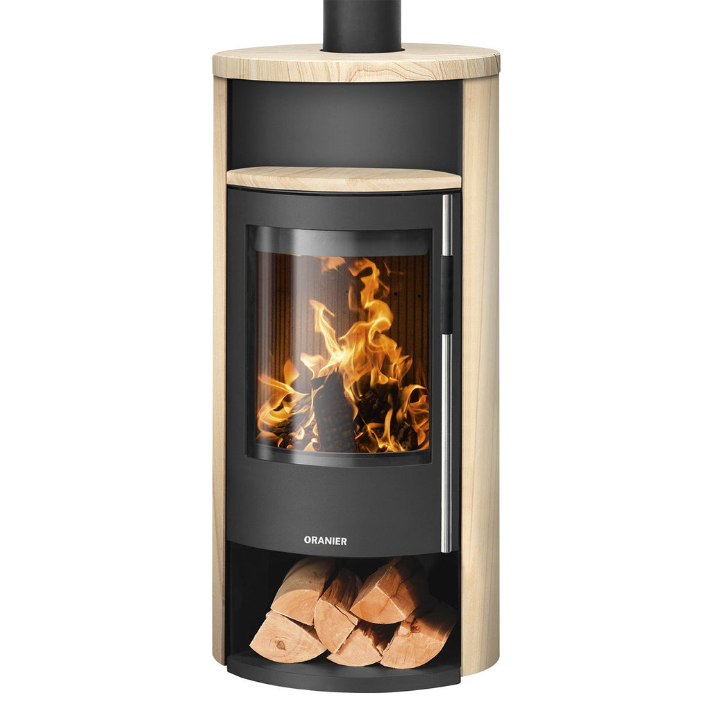 Oranier Polar Neo 6 – Poêle à bois acier noir et pierre de sable 6,5 kW DIBt