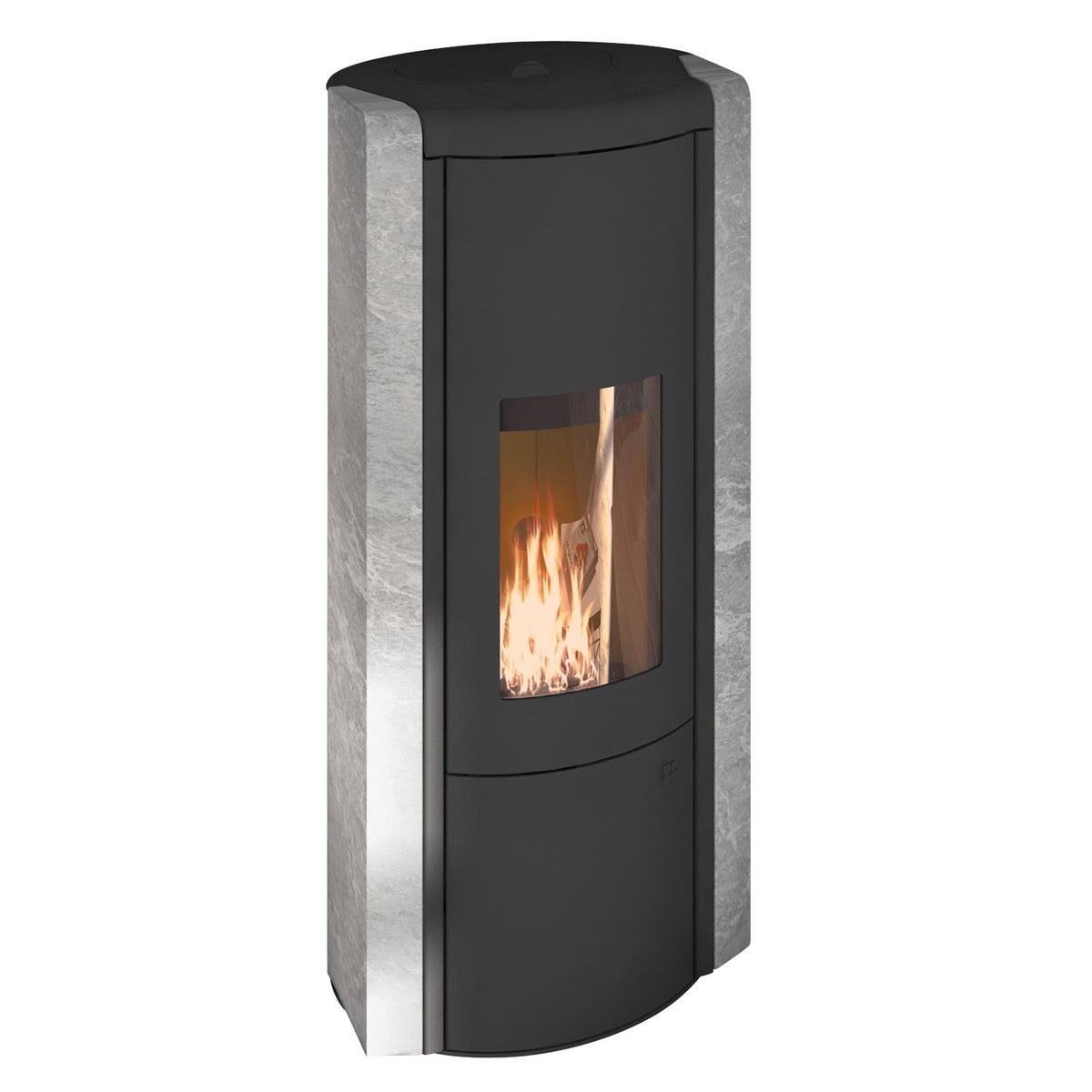 Poêle à granulés Olsberg Arina 3.0 acier noir et pierre naturelle serpentine – 6 kW