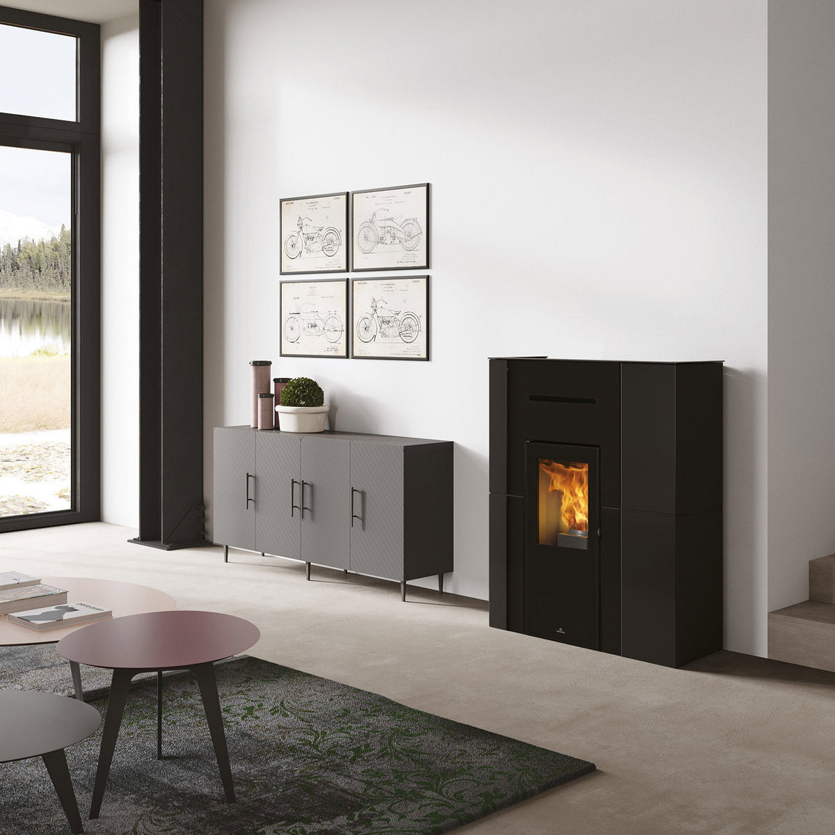Edilkamin Blade H 15 Evo acier et verre noir – image 2