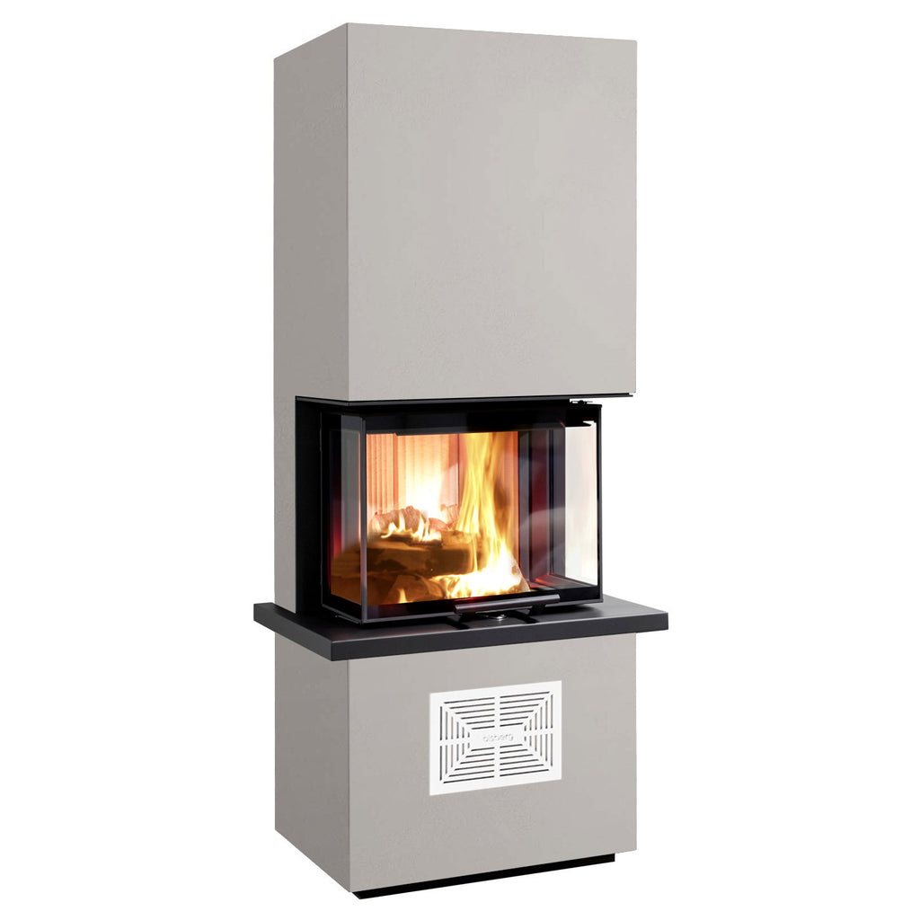 Olsberg Osorno S – Poêle à bois 5,7 kW avec plaque de cheminée, cadre en plâtre et grille blanche – image 2