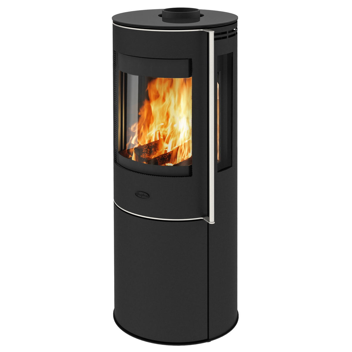 Fireplace Elite Magnolia – Poêle à bois acier noir avec plaque de recouvrement en verre, 6 kW