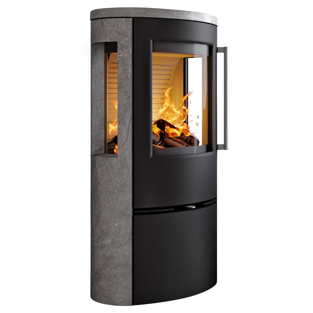Poêle à bois TermaTech TT23RGS acier noir et pierre ollaire 5,6 kW