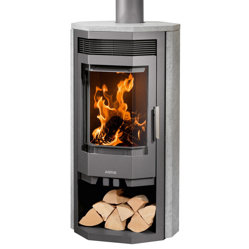 Justus Usedom 7 – Poêle à bois acier gris et pierre ollaire 7 kW