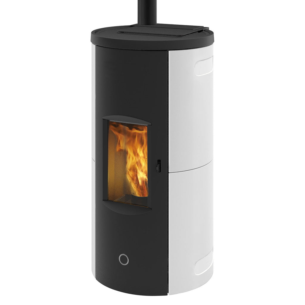 Poêle à granulés Edilkamin EK63 Like 80 Evo céramique blanc 7,6 kW raccordement supérieur