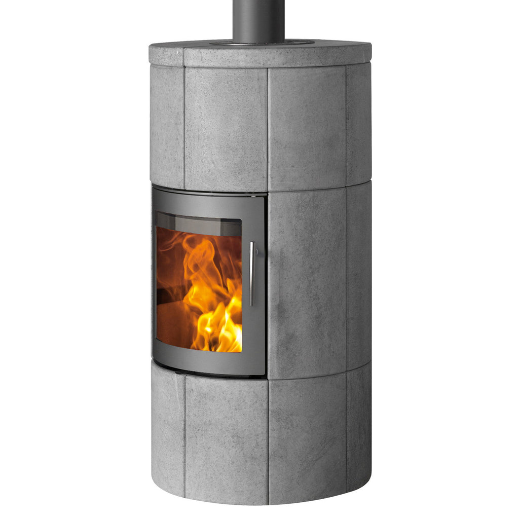 Poêle à bois Lotus M1 Gris avec pierre ollaire – Sortie des fumées par le haut, 6 kW