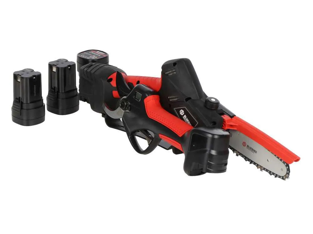 Blue Bird PS23-28 + CS23-05A – Kit sécateur et élagueuse à batterie 14,4 V – 3 batteries 2,5 Ah – photo 5