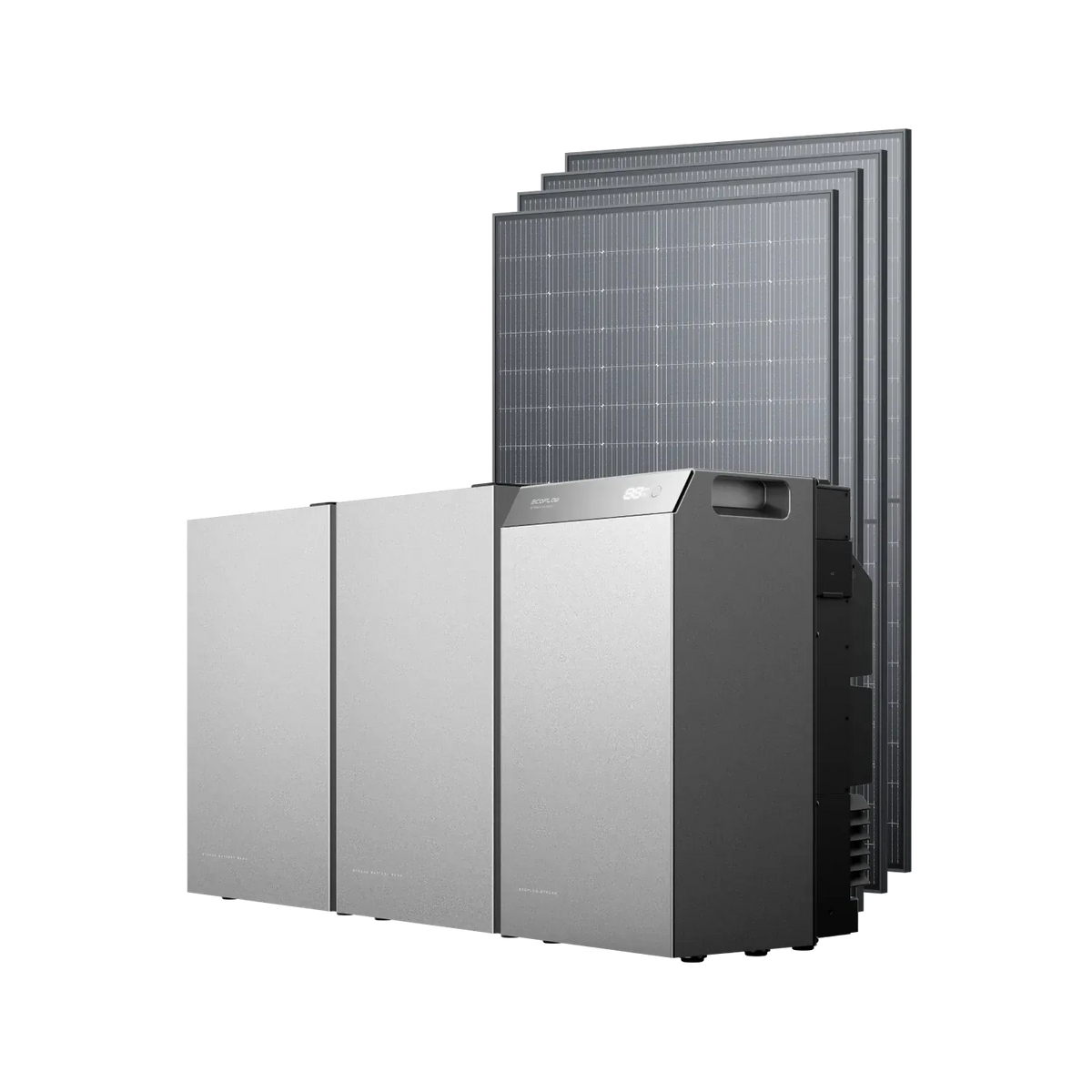 Kit EcoFlow STREAM 5000 avec deux batteries d’extension et huit panneaux solaires rigides de 500 W