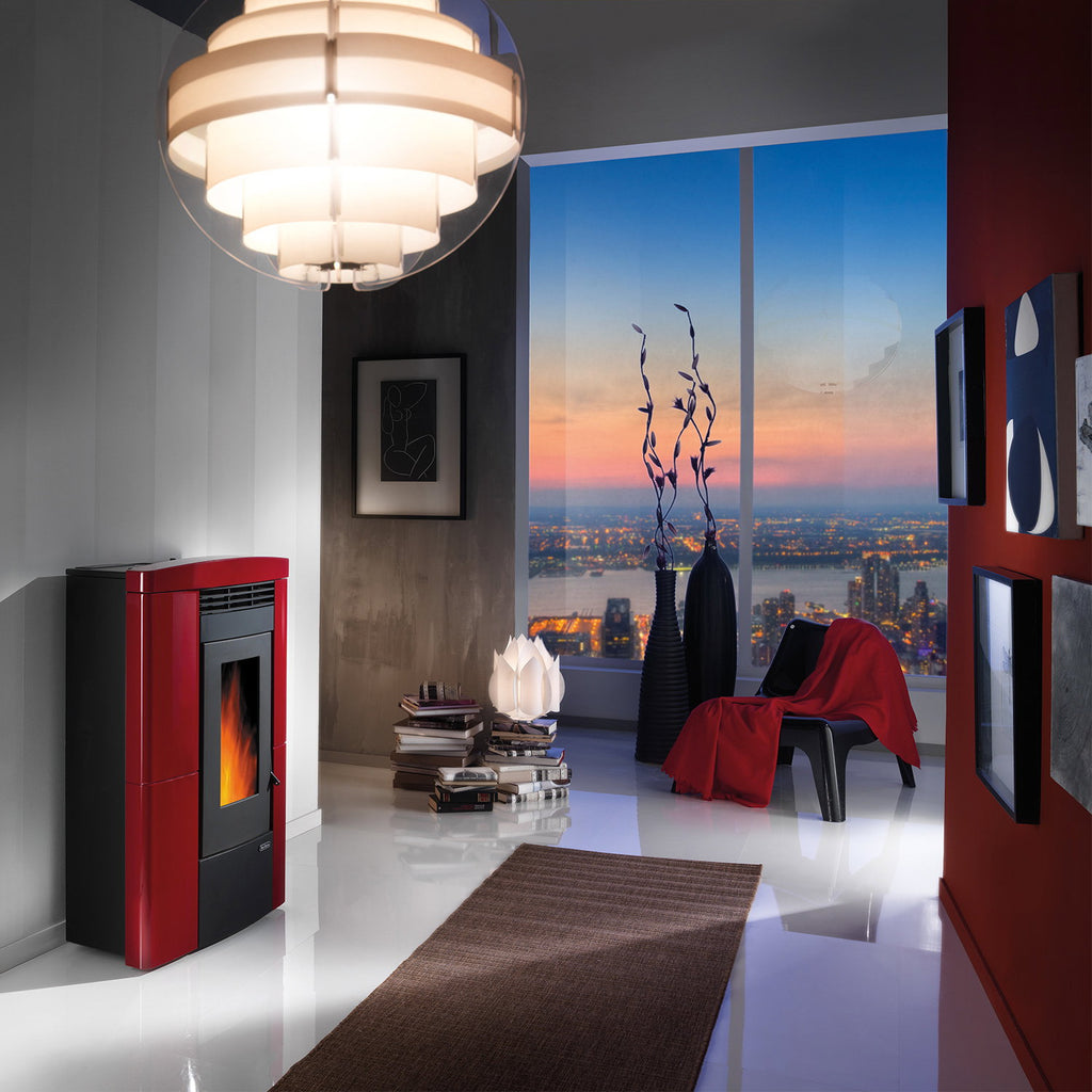 Poêle à granulés Dal Zotto Karin Majolika Bordeaux 8 kW
