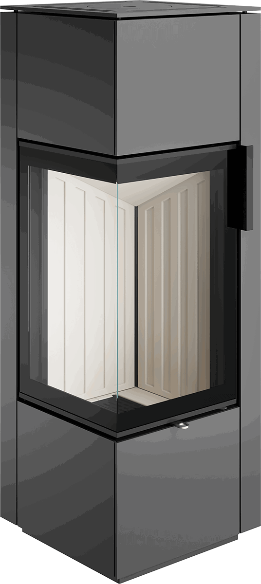 Poêle à bois Spartherm Piko S Steel 7,7 kW avec vitre en L