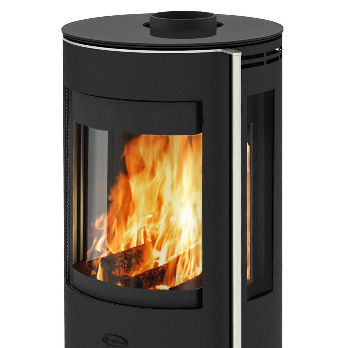 Fireplace Elite Magnolia – Poêle à bois acier noir avec plaque de recouvrement en verre, 6 kW