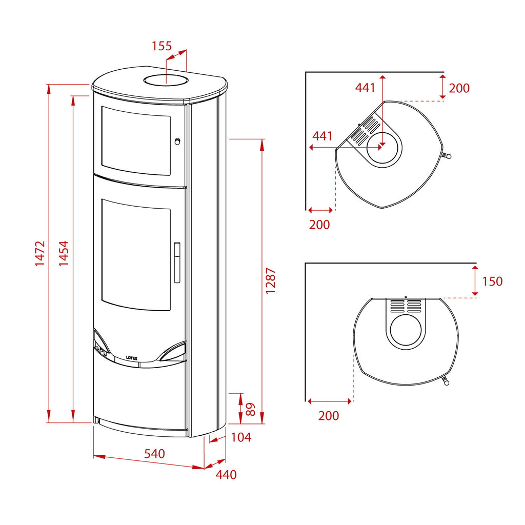 Poêle à bois Lotus Prio 7 acier gris avec compartiment four 7 kW