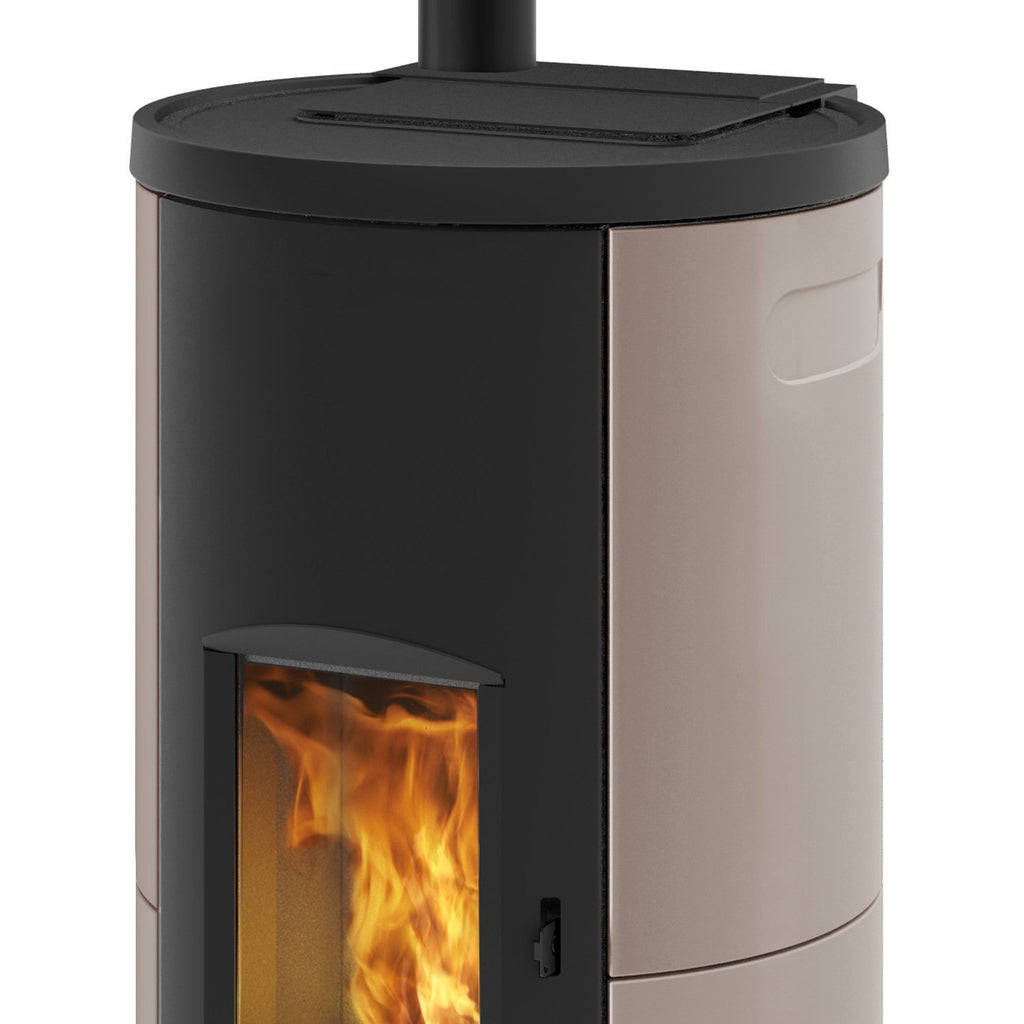 Poêle à granulés Edilkamin EK63 Like 80 Evo céramique gris tourterelle raccordement supérieur 7,6 kW