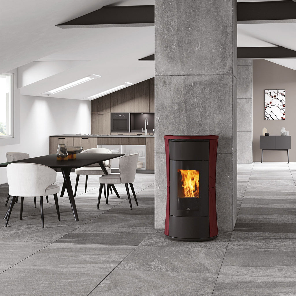 Poêle à granulés Edilkamin Cherie 9 EVO céramique bordeaux — 9,3 kW