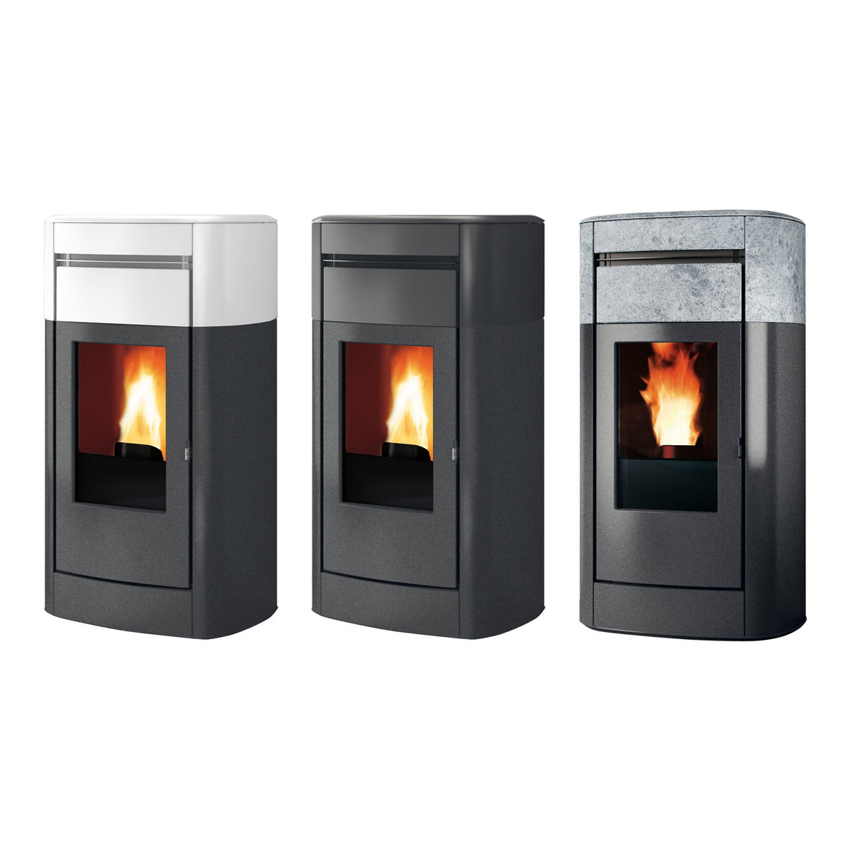 Poêle à granulés Edilkamin Vyda EVO – Céramique blanc mat – 14,8 kW