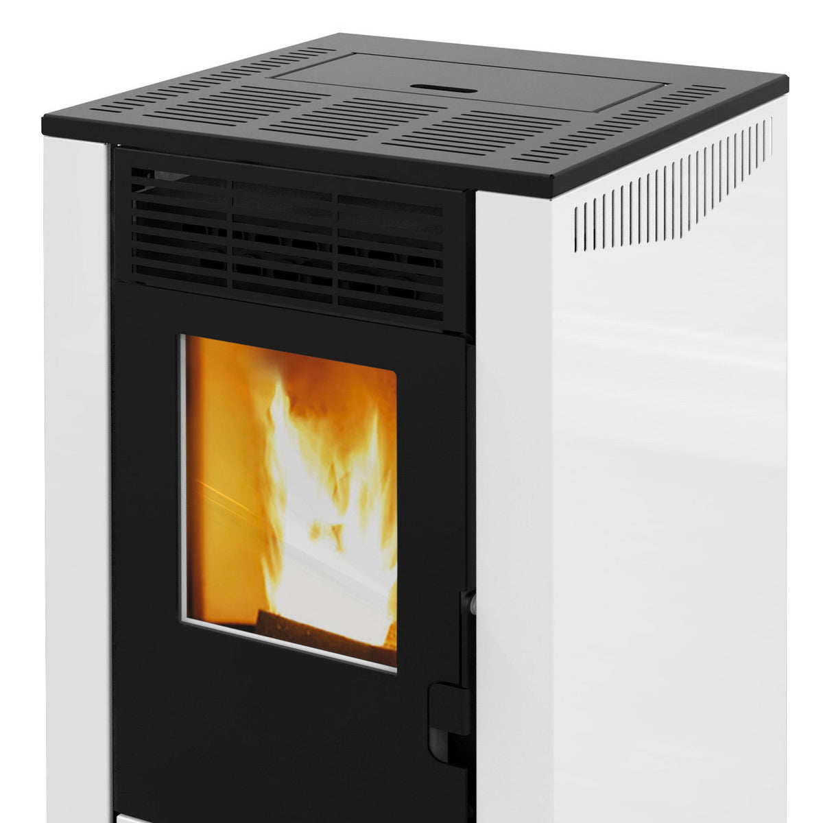 Poêle à granulés Wamsler WPO 7 acier blanc côtés droits – 7,5 kW
