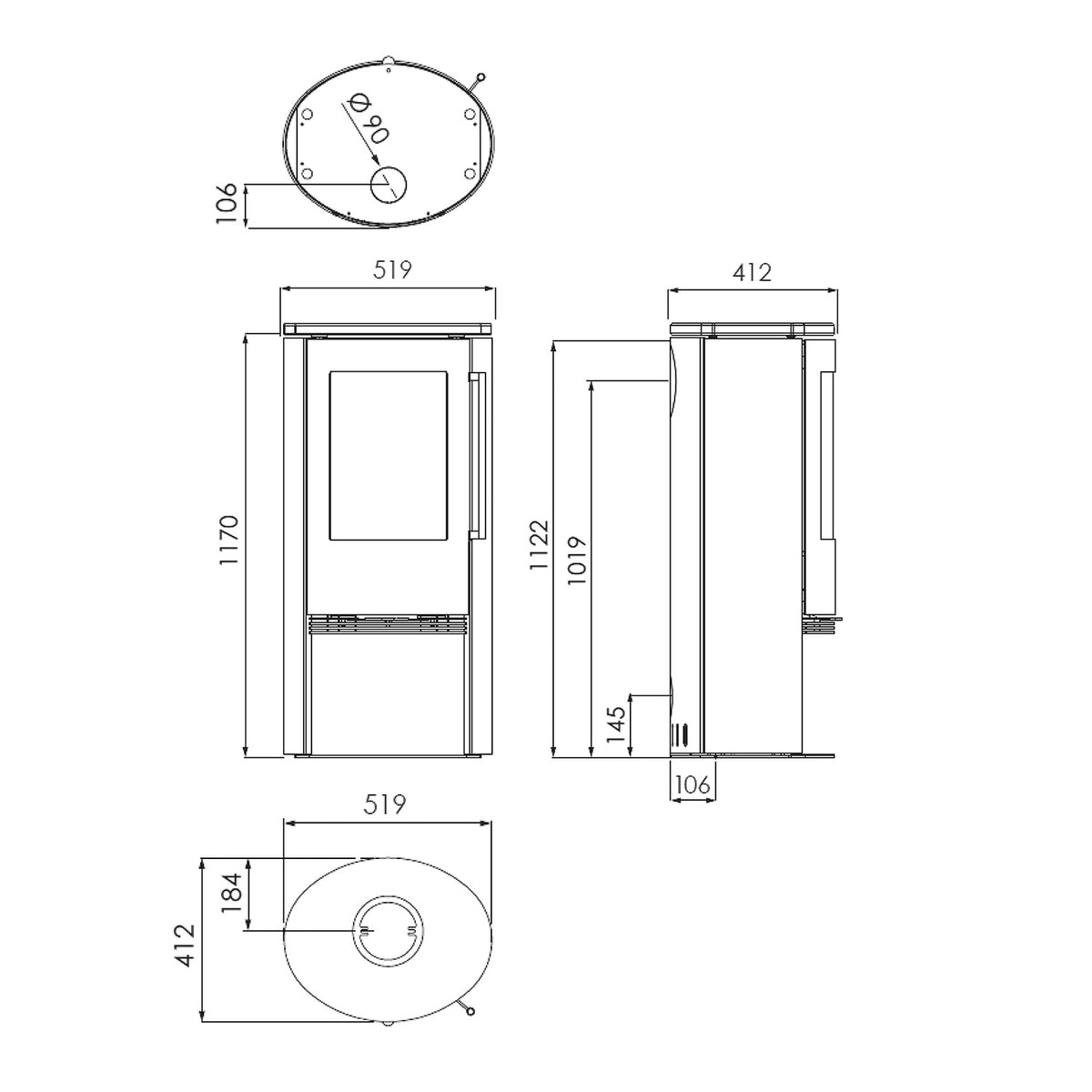 Poêle à bois TermaTech TT21RHS acier noir avec pierre ollaire 5 kW — image 3