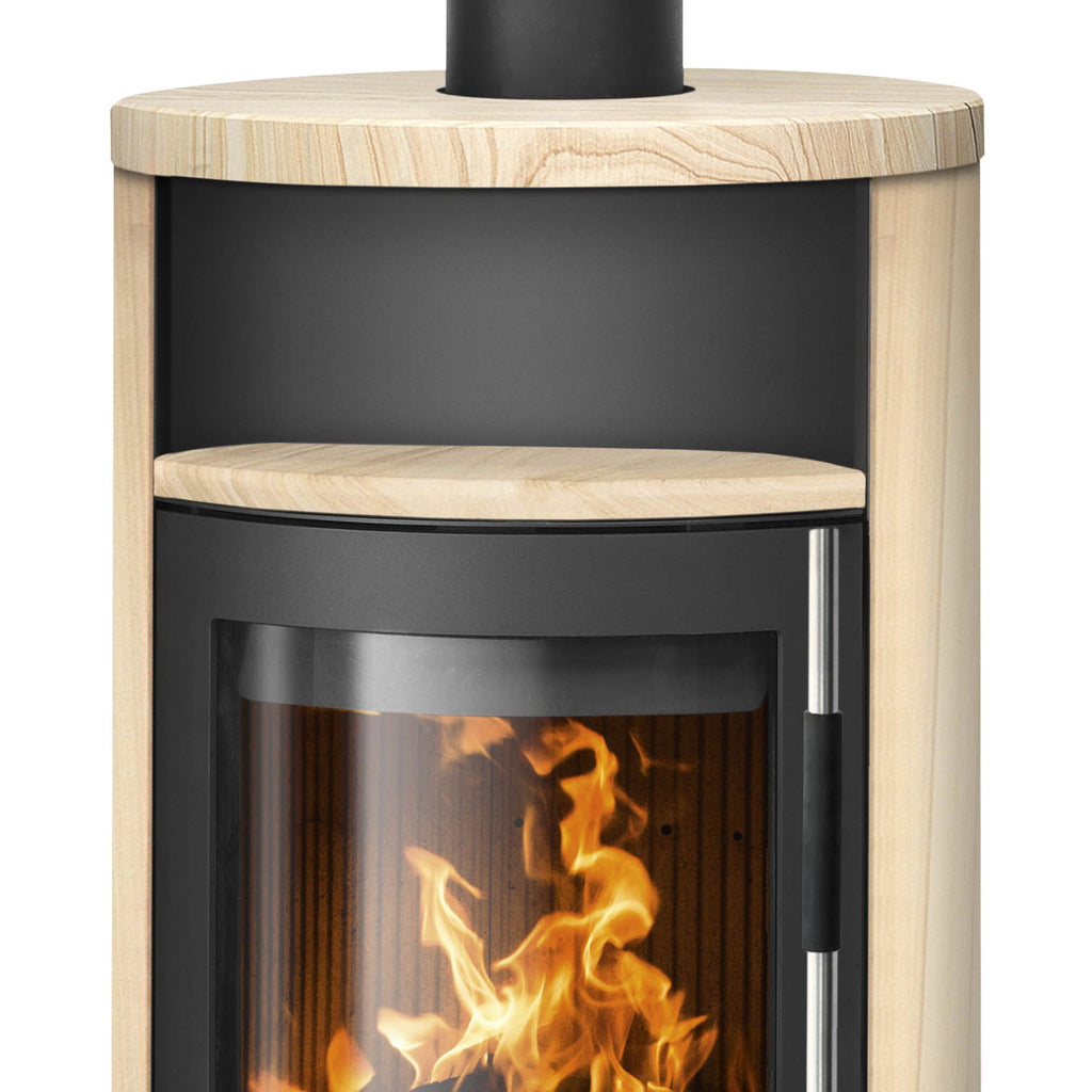 Oranier Polar Neo 6 – Poêle à bois acier noir et pierre de sable 6,5 kW DIBt