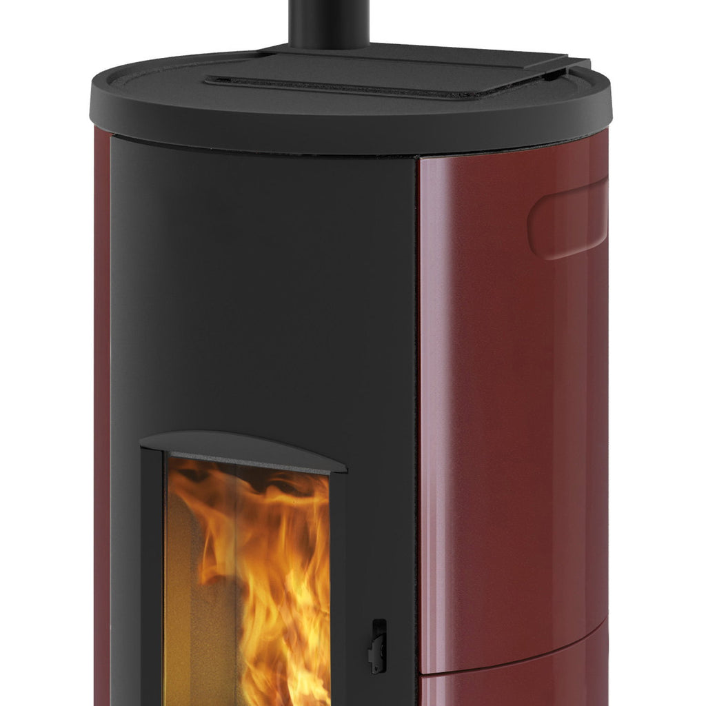 Poêle à granulés Edilkamin EK63 Like 90+ Evo céramique bordeaux 9,2 kW sortie dessus