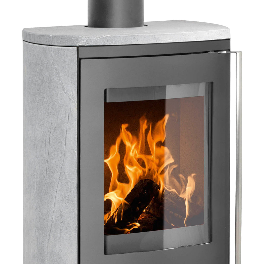 Poêle à bois Justus Reno R acier gris fonte pierre ollaire 6 kW