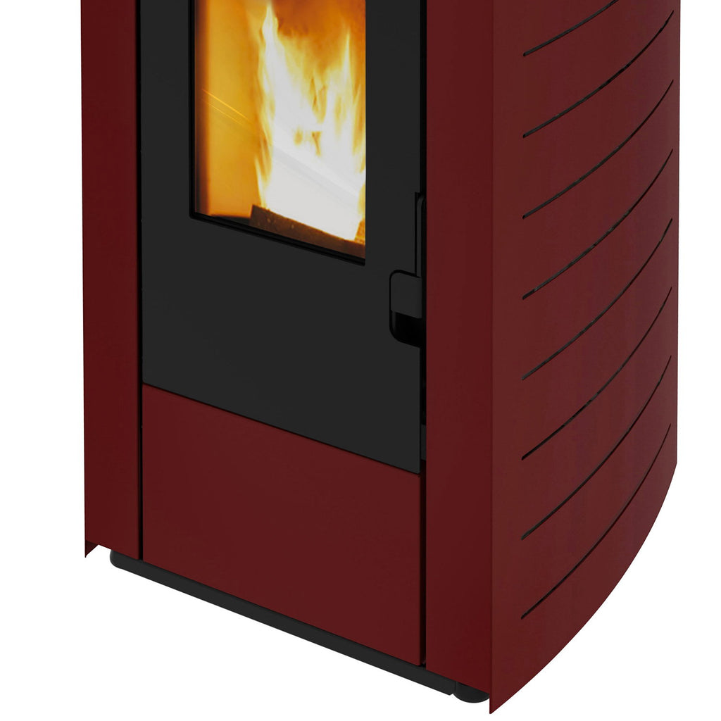 Wamsler WPO 7 poêle à granulés acier bordeaux 7,5 kW côtés arrondis