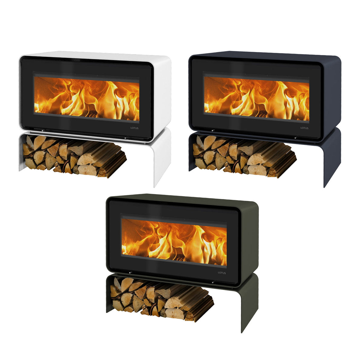 Poêle à bois Lotus Living Base Ocean Dark KS2401 7 kW, évacuation par le haut