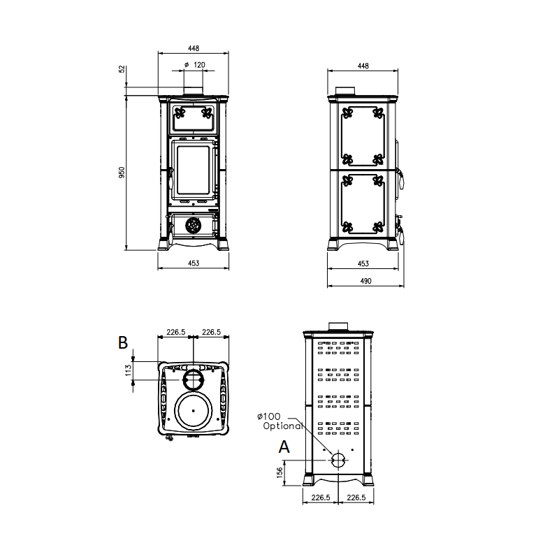 La Nordica Emiliana – Poêle à bois 6,5 kW pour 65 m²