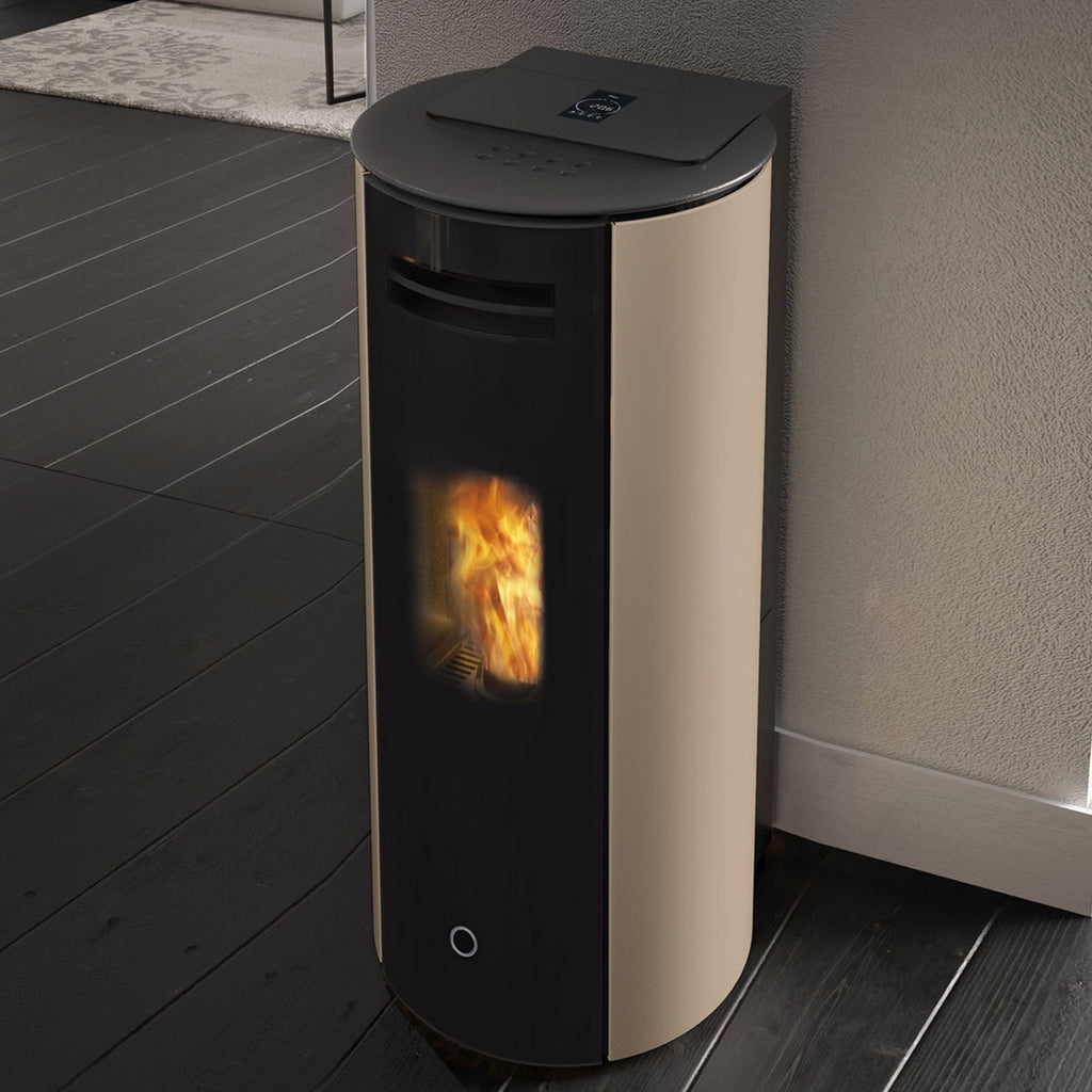 Poêle à granulés Edilkamin EK63 Spy 110+ Evo acier gris tourterelle 10,5 kW sortie arrière