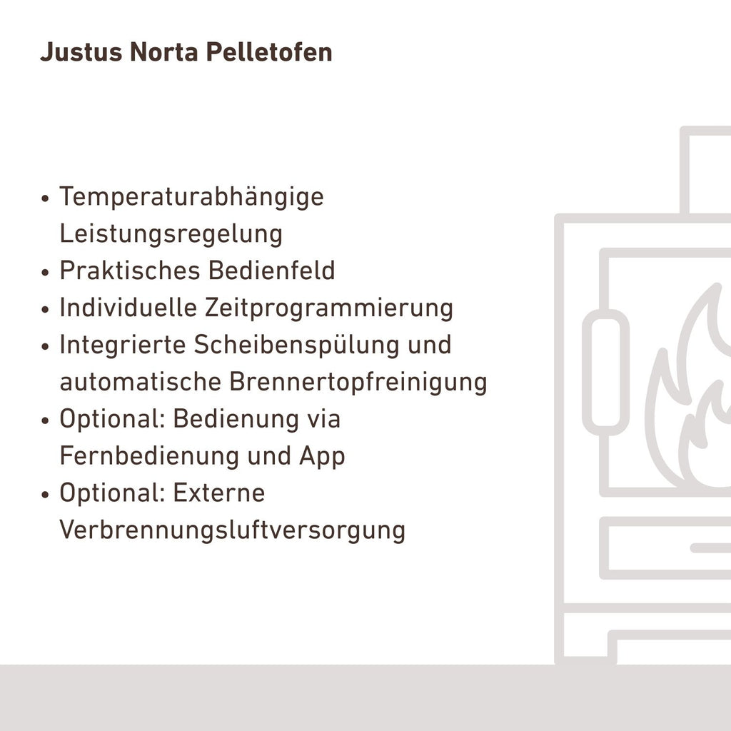 Poêle à granulés Justus Norta acier noir 8 kW