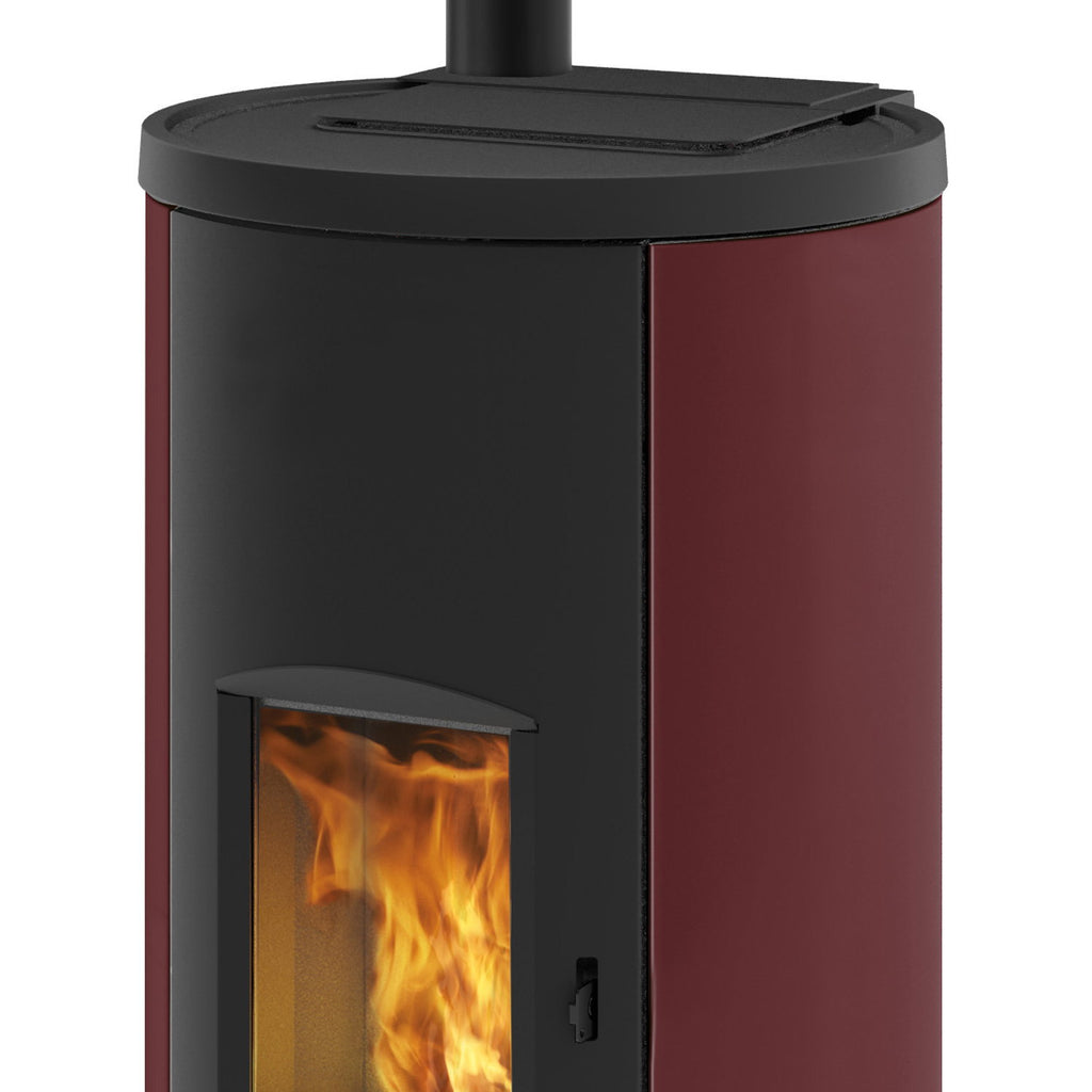 Poêle à granulés Edilkamin EK63 Like 80 Evo acier bordeaux 7,6 kW raccordement supérieur