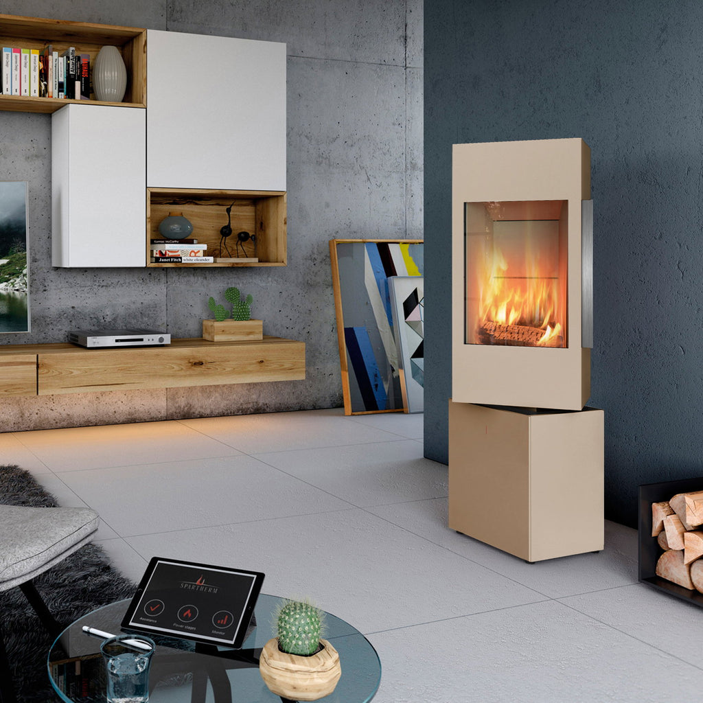 Poêle à bois Spartherm SEO S Perle 6 kW avec 1 m³ de bois offert