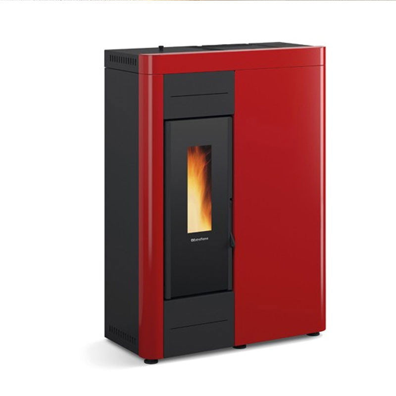 Poêle à granulés hydro Extraflame Virna Idro avec habillage rouge