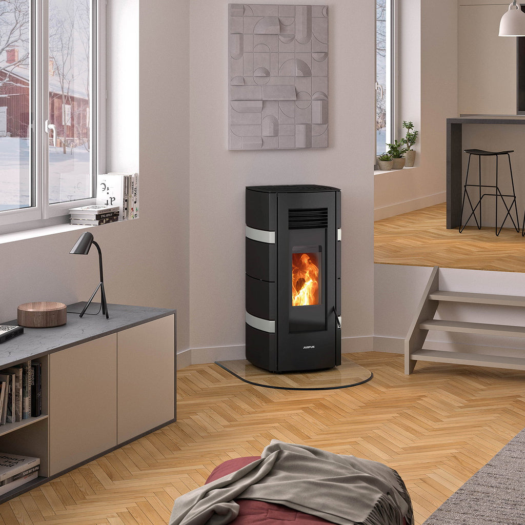 Poêle à granulés Justus Sia acier noir et conStone béton gris 8 kW