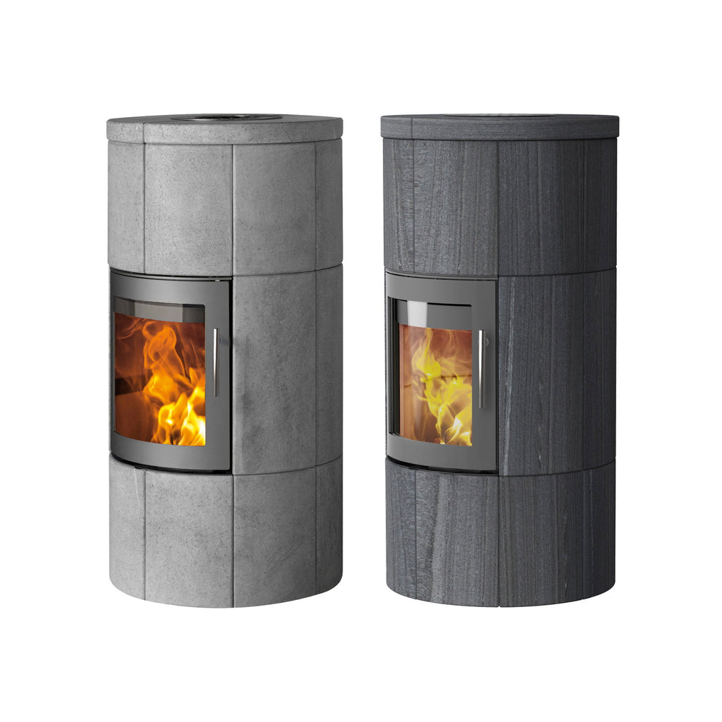 Poêle à bois Lotus M1 Gris avec pierre ollaire – Sortie des fumées par le haut, 6 kW