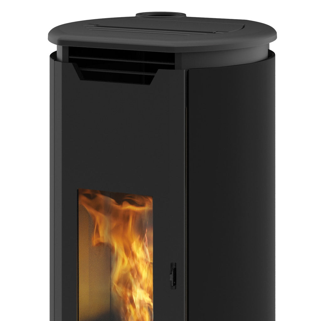 Poêle à granulés Edilkamin EK63 Tweed 90+ Evo noir sortie fumées dessus 9,2 kW