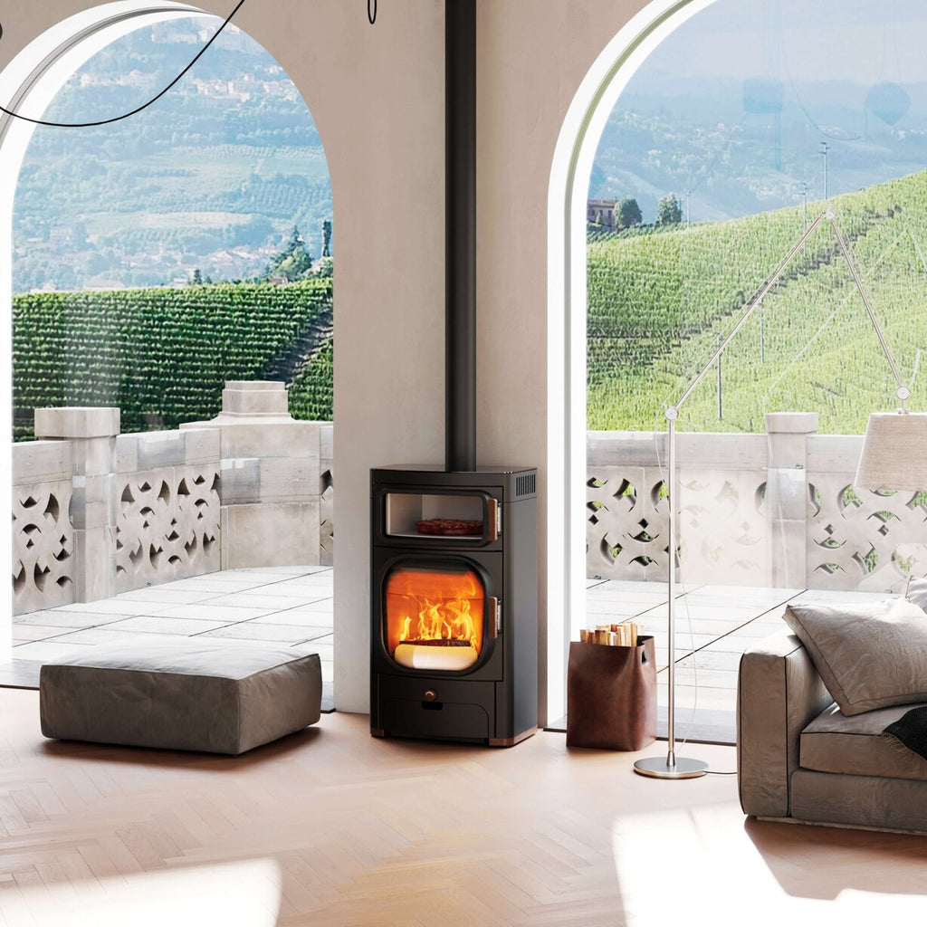 Poêle à bois Austroflamm Heidi Back 2.0 avec compartiment cuisson, classe A+