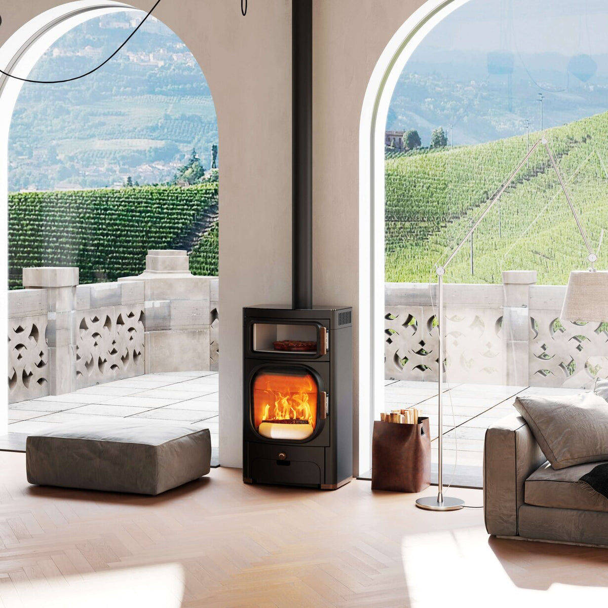 Poêle à bois Austroflamm Heidi Back 2.0 avec compartiment cuisson, classe A+